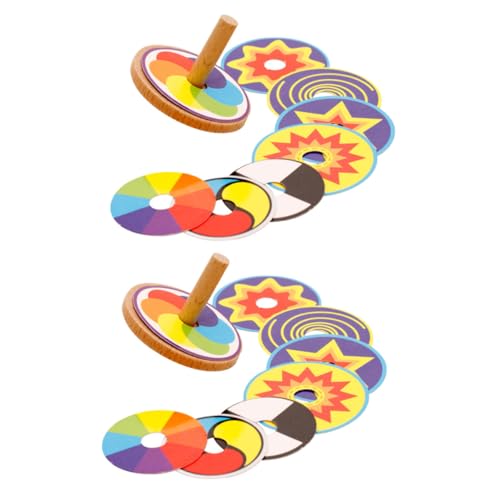 Yardwe 2 Sätze Kreisel Activity für Toys gastgeschenk Kindergeburtstag Geburtstagsparty Gyroskop selber Machen lustige Oberteile Bunte Oberteile Holzplatten hölzern von Yardwe
