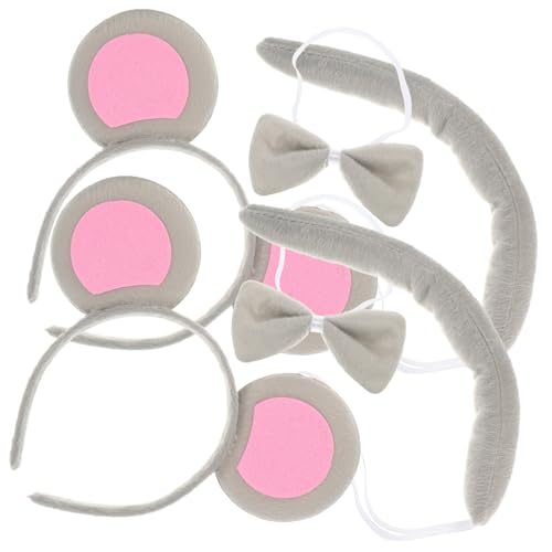 Yardwe 2 Sätze Mäuse Kostüm Zubehör mit Ohr Haarreifen Fliege und Weiche Baumwoll Accessoires für Halloween Karneval und Erwachsenen Verkleidung von Yardwe