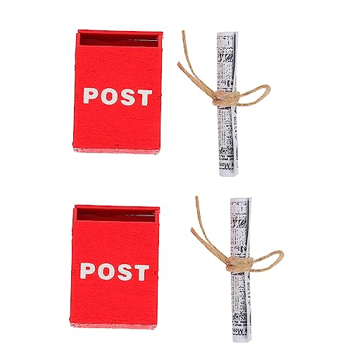 Yardwe 2 Sätze Miniatur Briefkasten Teilig mit Zeitung Miniatur Puppenhaus Dekoration Maßstab Material Leicht Kompakt für DIY Basteln Micro Landschaft Zubehör von Yardwe