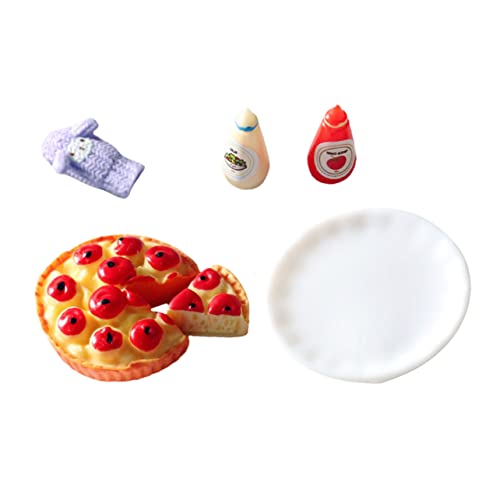 Yardwe 2 Sätze Miniatur Lebensmittel Modellset Mini Pizza und Saucen Dekorationen für Puppenhaus und Teiliges Set Handgefertigt Zufällige Farben Zufällige Farbe Zufällige Farbe von Yardwe