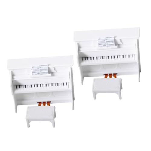 Yardwe 2 Sätze Miniatur Piano mit Hocker Teiliges Puppenhaus Zubehör Miniatur Möbel für Kreative Rollenspiele Tragbares Modell für Dekoration und Fotoszenen von Yardwe