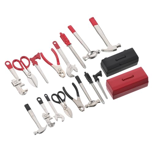 Yardwe 2 Sätze Miniaturwerkzeug-Set mit Box Realistische Miniatur Hammer Schraubenzieher Zange Schraubenschlüssel Langlebig und Tragbar für Puppenhaus Dekoration und Bastelprojekte von Yardwe