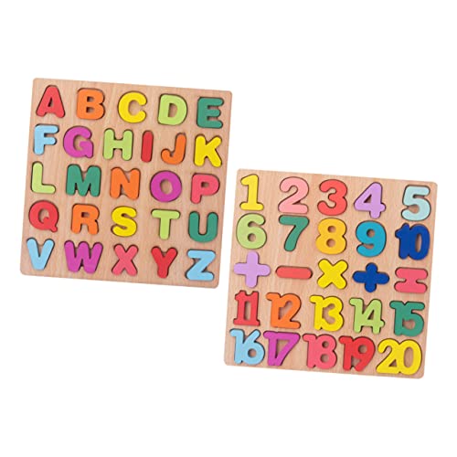 Yardwe 2 Sätze Teiliges Holzpuzzle Set für Kleinkinder Alphabet Zahlen Formen Lernspielzeug Pädagogisches für Frühes Lernen und Kognitive Entwicklung von Yardwe