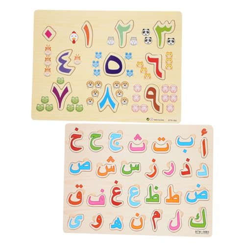Yardwe 2 Sätze Teiliges Lernspielzeug für Kleinkinder Puzzle mit Arabischen und Pädagogisches zur Frühkindlichen Interaktives Alphabet und Zahlenverständnis von Yardwe