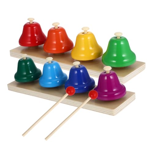 Yardwe 2 Satz Musikglockenspielzeug Handglockenspielzeug Musikinstrumente Für Lustiges Schütteln Die Glocke Tanzglocken Tanzschlaginstrument Holzsockel von Yardwe