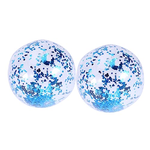 Yardwe 2 Stück 16 Blitzballspielzeug Party Glitzernder aufblasbarer Ball Konfetti-Strandball aufblasbarer Strand für kinderspielzeug transparente Kugel Wasserball Blue von Yardwe