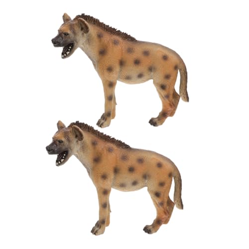 Yardwe 2 Stück Afrikanische Hyänen Spielzeugfiguren Realistische Tiermodelle aus Kunststoff für Bildung Interaktives Spiel und Tischdekoration von Yardwe