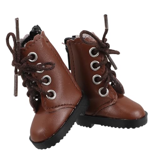 Yardwe 2 Stück Bjd Puppenschuhe Mini-markenschuhe Miniatur-Schuhe Plüschpuppenkleidung Schneemann-Puppe Weihnachtspuppenzubehör Schuhe Für Puppen Puppen-Canvas-Schuhe Stoff Brown von Yardwe