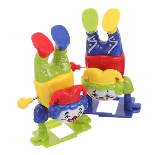 Yardwe 2 Stück Clown-Aufziehspielzeug bewegungsspielzeug mechanisches Kinderspielzeug ab Tanzendes Clownspielzeug Clown aufziehen Clownfigur Puppe gut Plastik von Yardwe