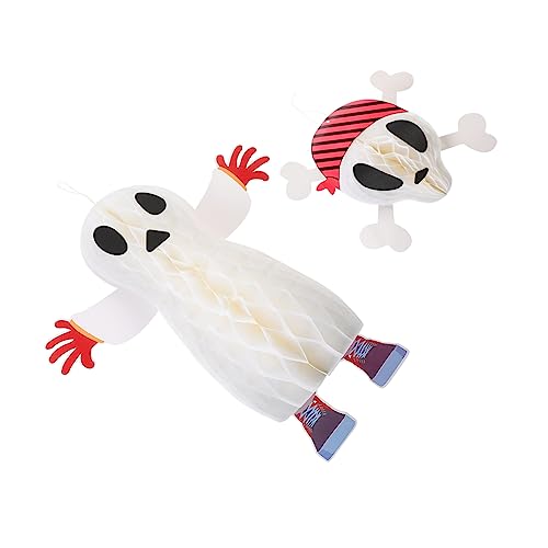 Yardwe 2 Stück Dreidimensionale Geisterwabe Halloween-Schädel- Halloween liefert Geisterdekor Halloween-Skelett Halloween -Requisiten Skelett Figur Geisterschmuck Papier Weiß von Yardwe