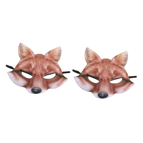 Yardwe 2 Stück Fuchs Maske Halloween-Maske Fuchsmaske Lustiges Halloween Herr Tierische Halbmasken für Erwachsene LED Kojote selbstern machen Gelb von Yardwe