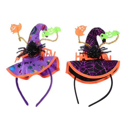Yardwe 2 Stück Halloween Haarreif mit Spinnen und Hexenhut Charmantes Haarschmuck für Party Karneval und Halloween Deko Vielseitig Einsetzbar für Damen von Yardwe