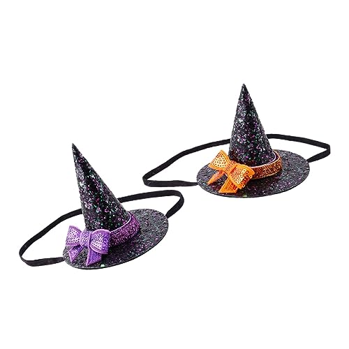 Yardwe 2 Stück Halloween Hexenhut Haarreif mit Pailletten und Schleife Elastisches Party Haarband für Erwachsene Vielseitiges Kostümzubehör für Karneval Halloween Feiern und Fotosessions von Yardwe