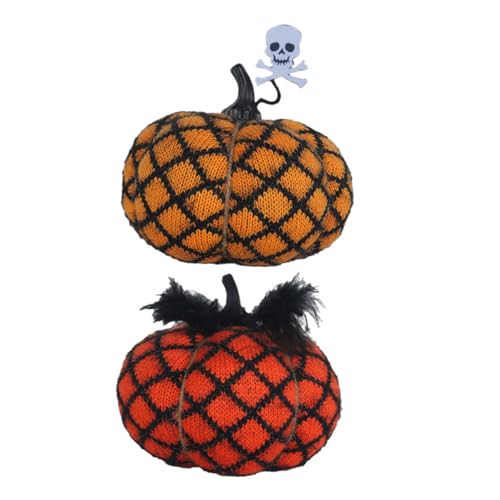Yardwe 2 Stück Halloween Plüschkürbis Weiches Dekoratives Kürbiskissen Waschbar Detailgetreu Gestalteter Kürbis für Party und Heimdekoration Kindgerecht Langlebig und Farbecht von Yardwe