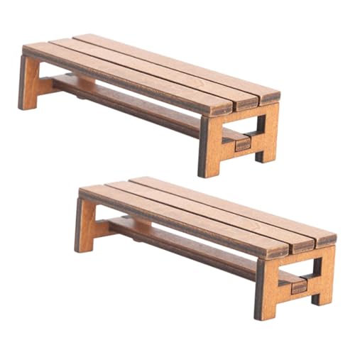 Yardwe 2 Stück Miniatur Holzbank für Puppenhaus Retro Möbel Modell Hölzerne Kleiner Hausbank für Kreative Deko Yardwe 2 Stück Miniatur Holzbank für Puppenhaus Retro Möbel Modell Hölzerne Kleiner Hausbank für Kreative Deko von Yardwe