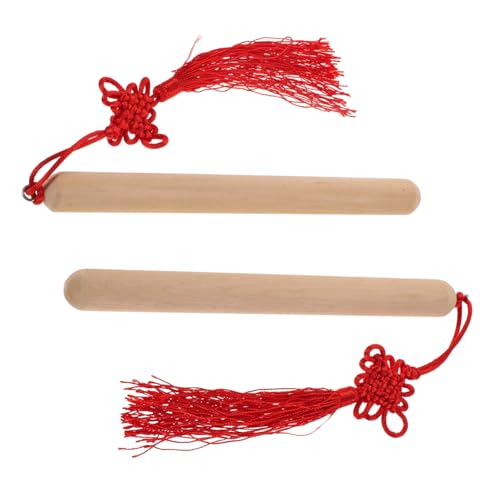 Yardwe 2 Stück Holz Rhythmus Instrumente Naturholz Claves mit Chinesischen Quasten für Vorschule Musikalische Frühförderung und Gruppenaktivitäten von Yardwe