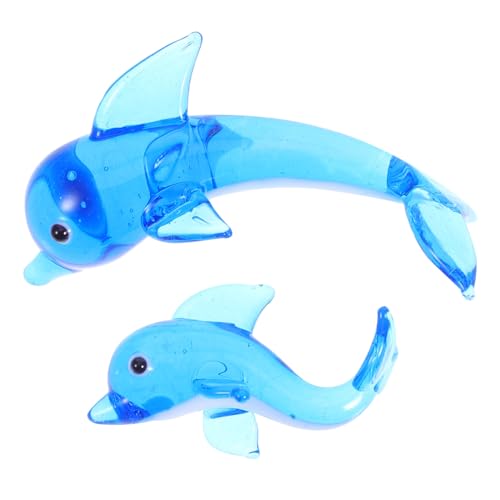 Yardwe 2 Stück Kleine Delphinverzierung Dekorationen Für Aquarien Delphin Valentinstagdekorationen Tierverzierungen -Ornament Aus Glas Tierfigur Aus Glas Delfinfigur Kristall Blue von Yardwe