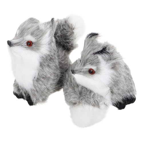 Yardwe 2 Stück Kleines Fuchs Ornament Ausgestopfte Mini Waldtier Ornamente Tiere Plüsch Erwachsene Pelzige Realistische Figur Tiersimulation Ornamente Fuchs Graues von Yardwe