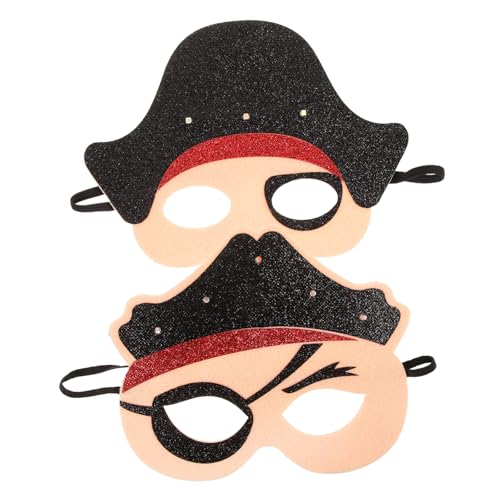Yardwe 2 Stück Leuchtende Piratenmasken für Halbgesicht aus Filz Handgefertigt Lustige Foto Requisiten für Halloween Karneval Party Dekoration Jungen Mädchen von Yardwe