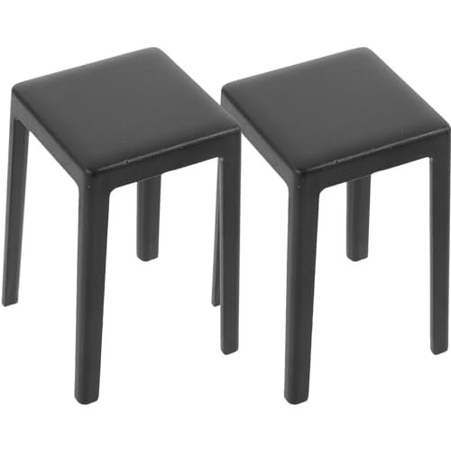 Yardwe 2 Stück Mini-Hockerstuhl bastelset basteln für bastelmaterial für Puppe Miniatur Mini-Hocker aus Kunststoff Modell eines Mini-Kunststoffhockers Plastik Black von Yardwe