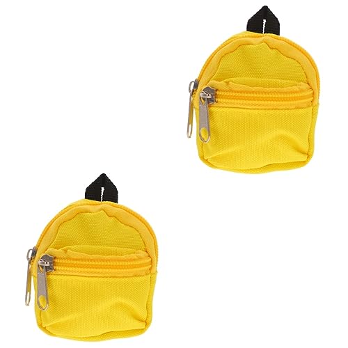 Yardwe 2 Stück Mini Puppenrucksack aus Robustem Polyester Detailreiches Dekoratives Accessoire für Bjd Puppen Kleines Süßes Modell für Puppenhaus Dekoration und Spielzeugzubehör Gelb von Yardwe
