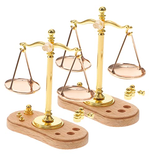Yardwe 2 Stück Mini-Waage Winzig Maßstabsgetreue Miniatur Für Miniatur Waage Miniatur-Balance- Miniatur -dekore Modell Einer Miniaturwaage Golden Zinklegierung von Yardwe