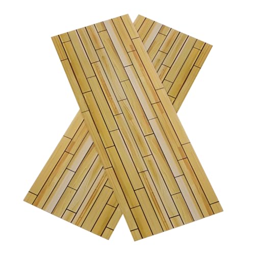 Yardwe 2 Stück Miniatur Holzfußboden Stabiles DIY Puppenhaus Holzparkett Realistische Mini Holzdielen für Detailreiche Puppenhaus Innenausstattung Einfach zu Verlegen Langlebiges von Yardwe