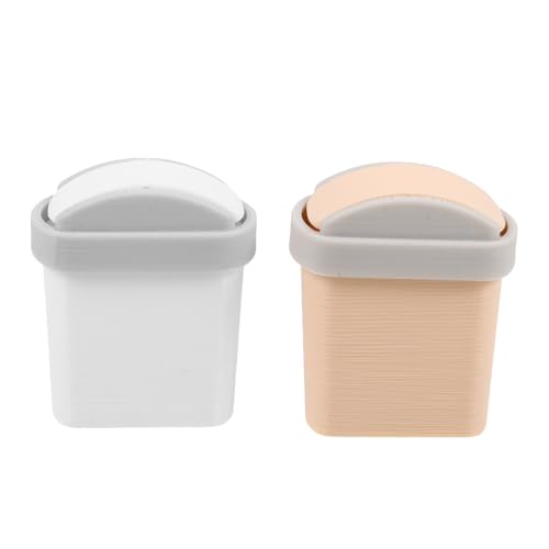 Yardwe 2 Stück Miniatur-Mülleimer für Puppenhausmöbel – Kleiner Plastikeimer mit Deckel für den Schreibtisch – 1:12, niedlicher Mini-Mülleimer für Puppenhaus-Dekoration und Aufbewahrung von Yardwe