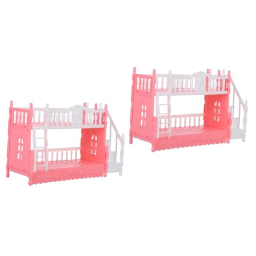Yardwe 2 Stück Miniatur Puppenhausmöbel Doppelstockbett Stabiles Puppen Etagenbett für Prinzessin Spielhaus Detaillierte Miniaturmöbel Langlebiges Puppenmöbel Zubehör für Mädchen von Yardwe