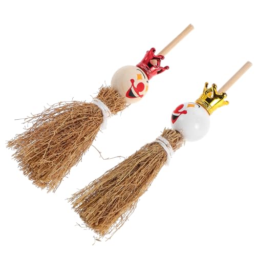 Yardwe 2 Stück Miniature Clown Besen Holz Besen Requisiten für Puppenhaus Dekoration Realistische Mini Besenszenen für Kreative Modelle und Spielzeuggestaltung von Yardwe