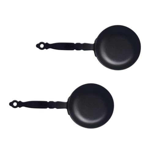 Yardwe 2 Stück Minipfanne Für Puppenhaus Miniatur-backformen Mini Vorgetäuschte Pfannen Miniaturpfannen Miniatur-kochzubehör Mini-pfanne Dollhouse Decor Mini-pan-Modell Legierung Black von Yardwe