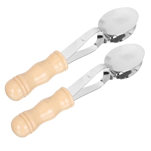 Yardwe 2 Stück Musiklöffel aus Metall Folk Percussion Instrument für Familienveranstaltungen und Outdoor Musikalisches Schlaginstrument mit Holzgriff für Rhythmische Unterhaltung von Yardwe