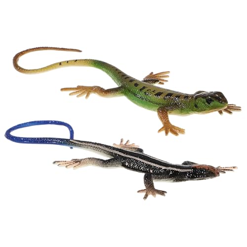 Yardwe 2 Stück Plastikspielzeug-eidechsen für Kinder, Realistisch – Reptilien-actionfiguren für Halloween Und Aprilscherze (grün, Blau) von Yardwe