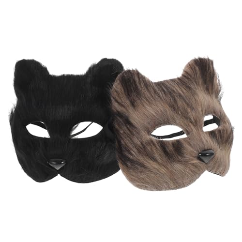 Yardwe 2 Stück Plüsch Fuchsmaske Halbgesichtsmaske Realistische Tiermaske für Halloween Karneval Cosplay Party Dekorative Masken Schwarz Yardwe 2 Stück Plüsch Fuchsmaske Halbgesichtsmaske Realistische Tiermaske für Halloween Karneval Cosplay Party Dekorative Masken Schwarz von Yardwe