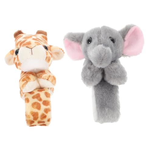 Yardwe 2 Stück Plüsch Tier Slap Armband Giraffe Elefant Kinderarmband für Geburtstagsfeiern Kuschelig und Sicher für Party Dekoration von Yardwe