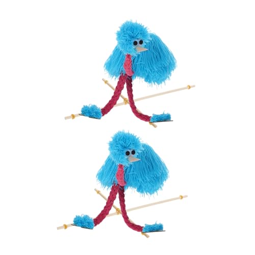 Yardwe 2 Stück Plüschstrauß Marionetten Puppen mit Holz Realistisches Tierdesign Langlebig und Sanft für Puppentheater Interaktives Lernen und Kreatives Rollenspiel von Yardwe