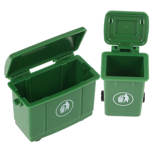 Yardwe 2 Stück Puppenhaus-mülleimer Mülltonnen-Modell Kleine Tonne Miniaturen Mini-mülleimer Mit Deckel Kleiner Mülleimer Mit Deckel Mini Müll Behälter Herstellung Plastik Green von Yardwe