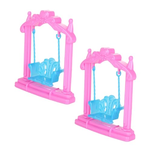 Yardwe 2 Stück Puppenhausschaukel Mini-hausschmuck Puppenhaus-schaukelstuhlmodell Dekoratives Schaukelmodell Puppe Schaukelt Puppenhausdekor Desktop - Miniaturmodell Plastik Rosa von Yardwe
