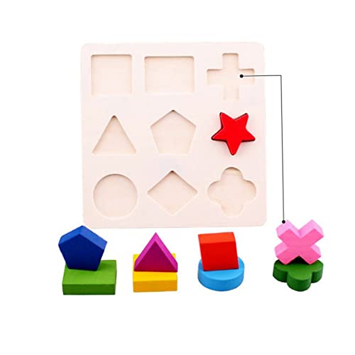 Yardwe 2 Stück Puzzletafel Frühes Lernen Geometrietafel Geometrieerkennungsspielzeug Geometrie-Puzzle- Bambus von Yardwe