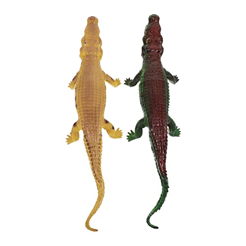 Yardwe 2 Stück Realistisches Alligator Modellspielzeug Große Weiche Grüne und Braune Spielzeuge mit Geräuschfunktion für Lernspielzeug Fingerfertigkeit und Farberkennung von Yardwe