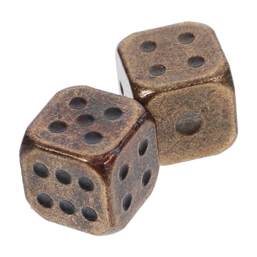 Yardwe 2 Stück Retro-Metallwürfel 6-seitiges Spiel Tischspielwürfel Schluck Mini Tischspiel Zubehör Spielewürfel Metall große nummerierte Spiellehrwürfel Partywürfel Golden von Yardwe