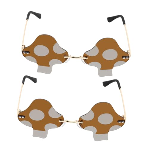 Yardwe 2 Stück Retro Randlose Sonnenbrillen für Halloween Kreative Sonnenbrillen für Reisen Strand Sommerpartys Cosplay Kostüm von Yardwe