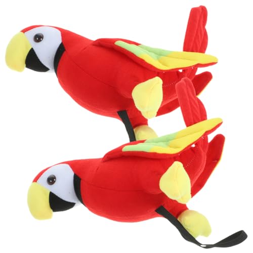 Yardwe 2 Stück Schulterpapierpuppe realistisch Vogel auf Party Gefälligkeiten modern gefüllter Papagei für die Schulter Ausgestopfter Papagei für Schulterpirat Plüsch rot von Yardwe