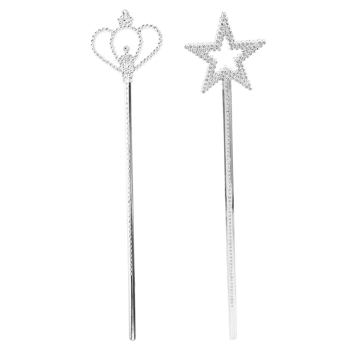 Yardwe 2 Stück Silberne Zauberstäbe und Kronenstäbe Glitzernde Sternenstäbe für Prinzessinnen Kostüme Hochzeiten Geburtstagsfeiern und Cosplay Dekoration Yardwe 2 Stück Silberne Zauberstäbe und Kronenstäbe Glitzernde Sternenstäbe für Prinzessinnen Kostüme Hochzeiten Geburtstagsfeiern und Cosplay Dekoration von Yardwe