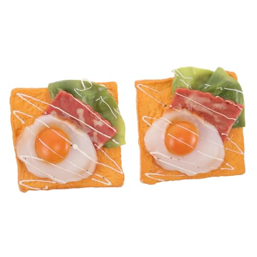 Yardwe 2 Stück Simulation Lebensmittelmodell Brotmodell Essen Stage Food Requisite Künstliche Toastmodell Essen vorgeben Toast-Requisite gefälschtes Toastbrot Spiegelei-Stütze Pu von Yardwe