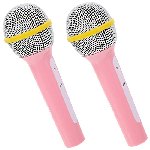 Yardwe 2 Stück Simulationsmikrofonspielzeug Party gefälscht Kind Karaoke Fälschung MIC - der Plastikmikrofonstufe Kostüm -Kleid -Mikrofon -Stütze -Mikrofonstütze Rosa von Yardwe