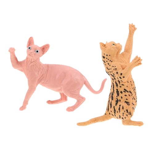 Yardwe 2 Stück Simulierte Haarlose Katzenspielzeuge Katzenfigur Katzen-actionfiguren Realistische Katzendekoration Simulationstierspielzeug Tiermodell Aus Kunststoff Modellkatze Plastik von Yardwe