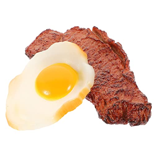 Yardwe 2 Stück Steak pochiertes Eiermodell Gefälschtes Essensspielzeug realistische Lebensmittelrequisiten gefälschtes Essen zur Präsentation künstliche Nahrung PVC Yardwe 2 Stück Steak pochiertes Eiermodell Gefälschtes Essensspielzeug realistische Lebensmittelrequisiten gefälschtes Essen zur Präsentation künstliche Nahrung PVC von Yardwe