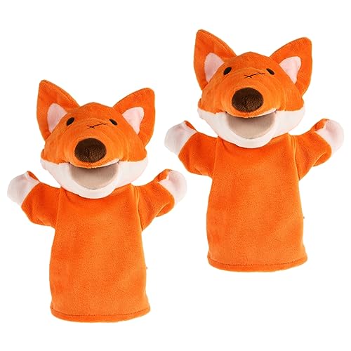 Yardwe 2 Stück Teiliges Cartoon Fuchs Handpuppen aus Weichem Plüsch Interaktive Tier Handpuppen für Erwachsene Fördert Kreativität und Sprachentwicklung Geeignet für Spiel und Lernen von Yardwe