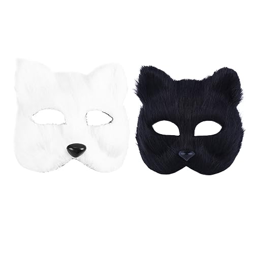 Yardwe 2 Stück Teiliges Fuchsgesicht Masken Leichte Atmungsaktive Tiermasken für Halloween Karneval Kostümparty Unbemalte Blanko Masken für Damen und Herren von Yardwe